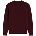 Pullover Calvin Klein in lana merino bordeaux, girocollo con logo sul petto