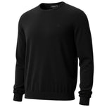 Pullover in merino nero con girocollo, maniche lunghe e logo ricamato
