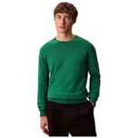 Maglione Calvin Klein pullover in cotone verde, girocollo maniche lunghe