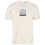 T-shirt beige Calvin Klein con logo rettangolare sul petto