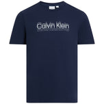 T-shirt blu scura Calvin Klein con doppio logo frontale