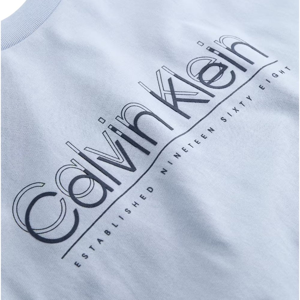 Calvin Klein t-shirt celeste doppio logo K10K114149DWE T-shirt Calvin Klein