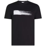 T-shirt nera con logo brush Calvin Klein bianco