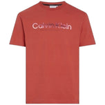 T-shirt rossa Calvin Klein con scollo rotondo e maniche corte, logo frontale