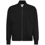 Giacca bomber nera con zip frontale, colletto alto e tasche laterali