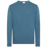 Maglioncino Calvin Klein bluette girocollo con logo ck sul petto, maniche lunghe