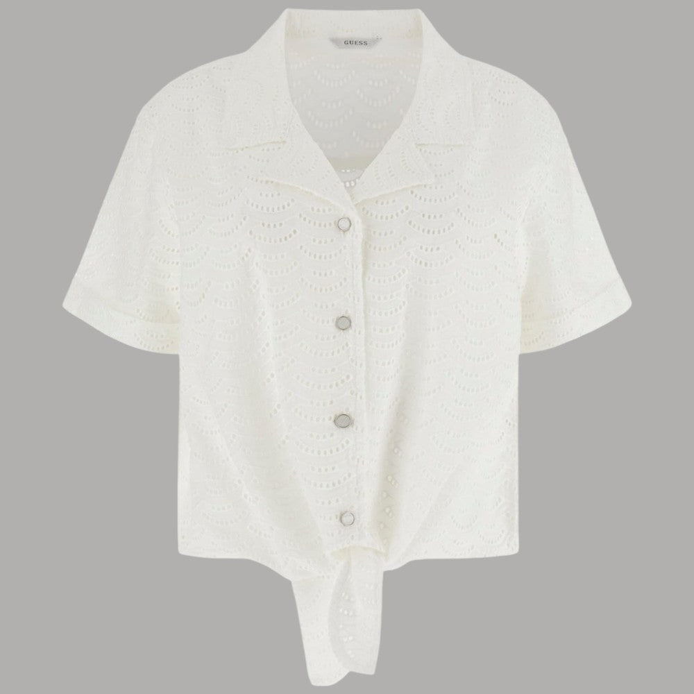 Camicia Cotone Pizzo Sangallo Donna Guess con Fiocco - Prodotti di Classe