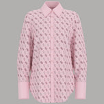 Camicia rosa Guess in raso, logo all over, collo classico con bottoni