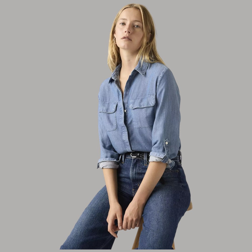 Camicia Levi's Elaine Utility a Righe in Lyocell Comoda e informale - Prodotti di Classe