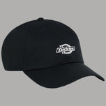 Cappellino Dickies in twill di cotone nero a 6 pannelli, visiera curva, logo frontale.