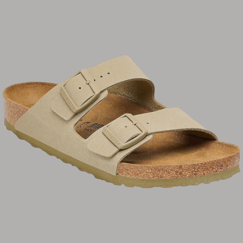 Ciabatte Birkenstock Arizona khaki con cinturino sovrapposto e suola testurizzata