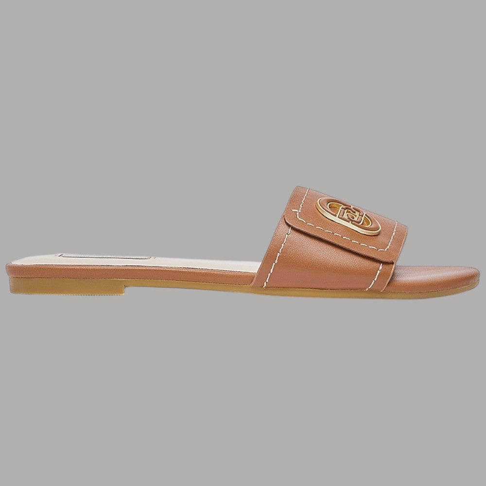 Ciabatte Flat Pelle Liu Jo con Logo Monogram SANDY 03 - Prodotti di Classe