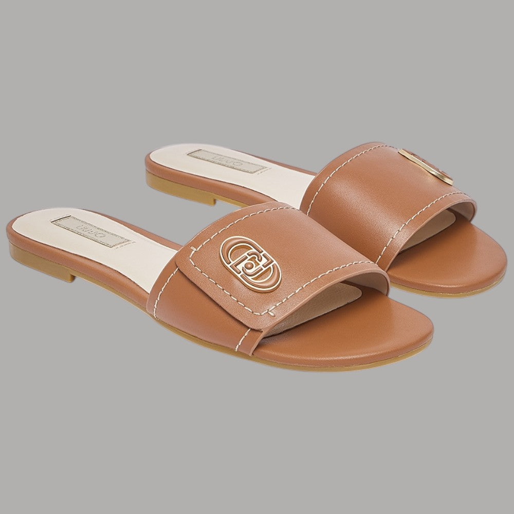 Ciabatte Flat Pelle Liu Jo con Logo Monogram SANDY 03 - Prodotti di Classe