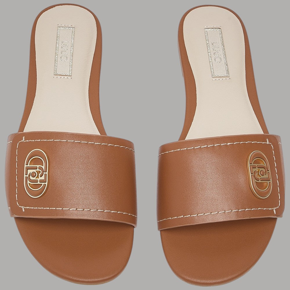 Ciabatte Flat Pelle Liu Jo con Logo Monogram SANDY 03 - Prodotti di Classe