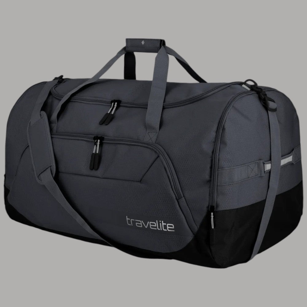 Borsone Travelite nero con tasche anteriori e tracolla centrale