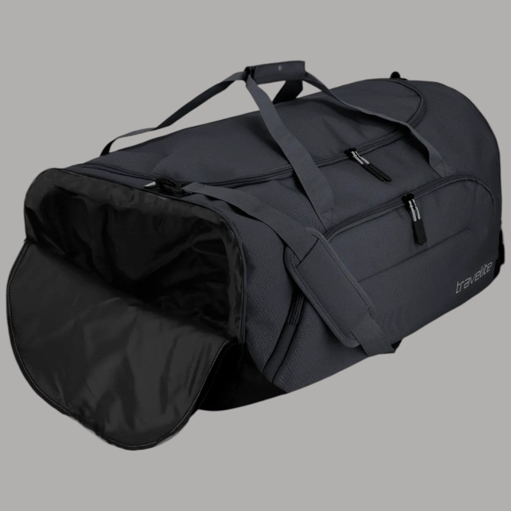 Borsone Travelite nero con apertura a lato e scomparto interno