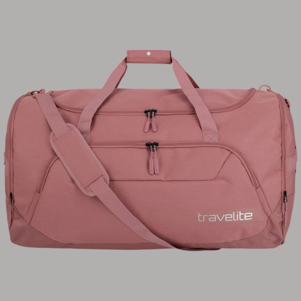 Borsone da viaggio Travelite rosa con tracolla e tasche frontali con zip
