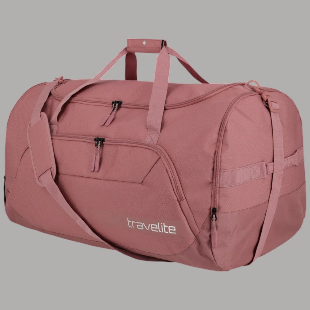 Borsone Travelite rosa con apertura laterale e tasca frontale con zip