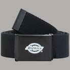 Cintura in tessuto nero con fibbia metallica e logo Dickies sulla fibbia