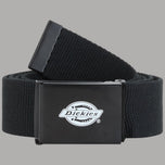 Cintura in tessuto nero con fibbia metallica e logo Dickies sulla fibbia