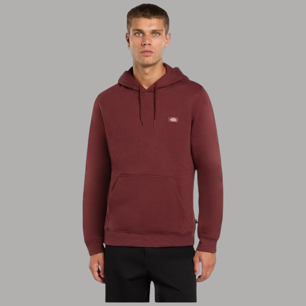 Felpa con cappuccio Dickies Oakport bordeaux, tasca a marsupio e logo sul petto