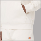 Felpa con cappuccio crema Dickies, logo sulla tasca e polsini a costine.