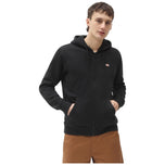 Felpa Dickies nera con cappuccio e zip frontale, tasche a marsupio