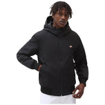 Giacca giubbino Dickies nera con cappuccio, zip frontale e polsini a costine