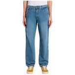 Jeans Dickies blu con lavaggio sbiadito, gamba dritta, vita con passanti.