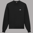 Maglione in cotone nero con girocollo a coste e logo ricamato sul petto