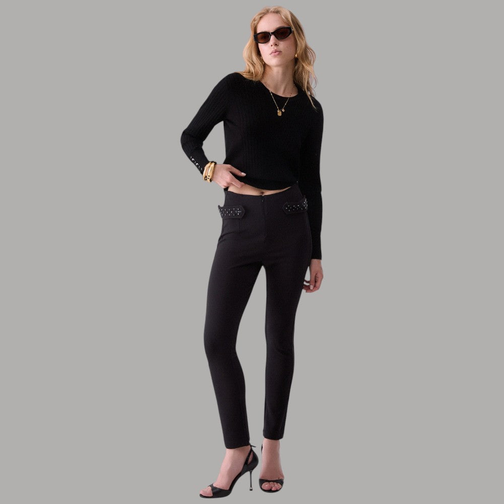 Liu Jo Maglia nera con stringhe sui polsi, dettaglio polsini con stringhe, stile casual elegante