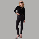 Liu Jo Maglia nera con stringhe sui polsi, dettaglio polsini con stringhe, stile casual elegante