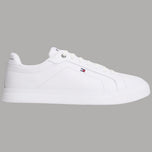 Scarpe ginnastica Tommy Hilfiger bianche in pelle, lacci e suola bianca