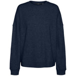 Felpa donna Vero Moda Ronja girocollo in cotone blu, maniche lunghe