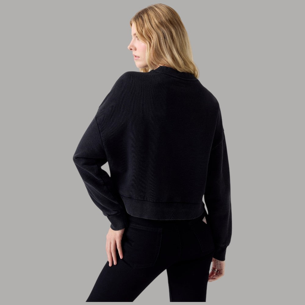 Felpa Guess GJ Donna Cropped Girocollo con Logo Ricamato - Prodotti di Classe