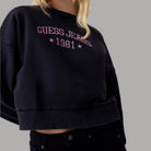 Felpa Guess GJ Donna Cropped Girocollo con Logo Ricamato - Prodotti di Classe
