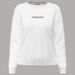 Felpa girocollo donna in cotone bianco, logo ricamato sul davanti