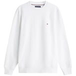 Felpa Tommy Hilfiger bianca in cotone garzato, bandierina ricamata sul petto