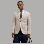 Giacca blazer slim fit beige con rever a punta e due tasche applicate