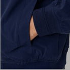 Giacca bomber blu con maniche elasticizzate a costine