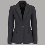 Blazer da donna nero in viscosa, giacca monopetto con revers e 1 bottone