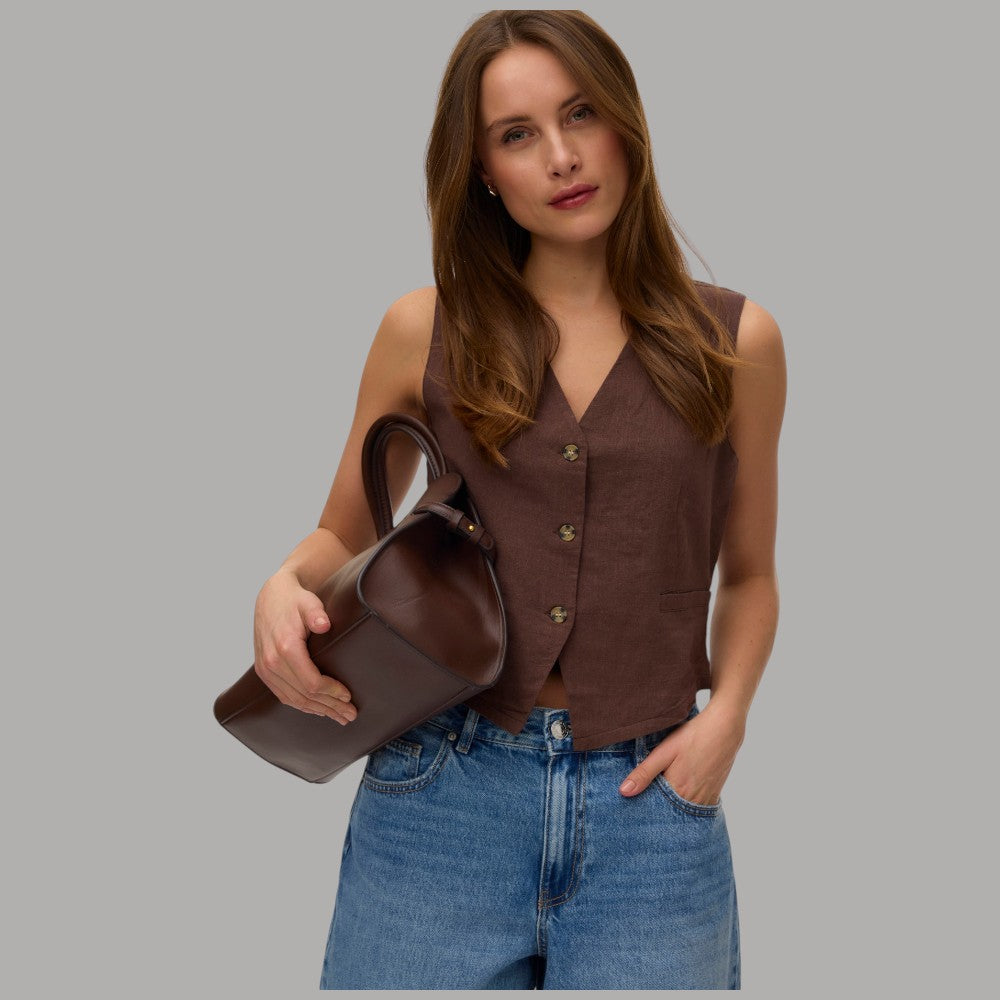 Gilet Donna Vero Moda in Misto Lino e Cotone con Bottoni - Prodotti di Classe