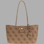 Borsa a spalla Guess marrone con motivo logato e chiusura frontale con fibbie