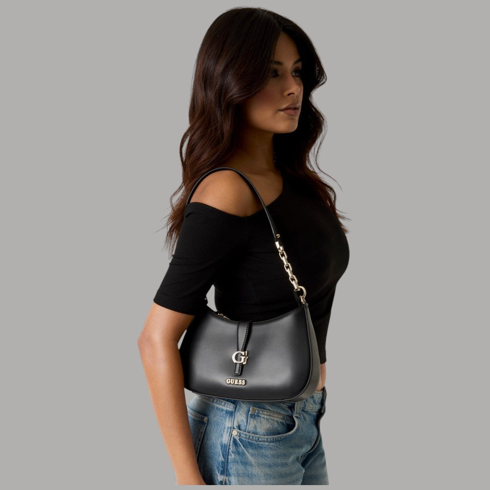 Guess Borsa a Spalla Carrie in Similpelle con Logo e Zip dorata - Prodotti di Classe