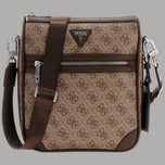 Borsello a tracolla Guess beige con motivo logo, doppia patta e zip frontale