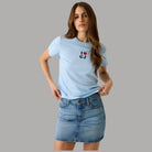 T-shirt Guess GJ celeste con stampa “I ♥ GJ” sul davanti
