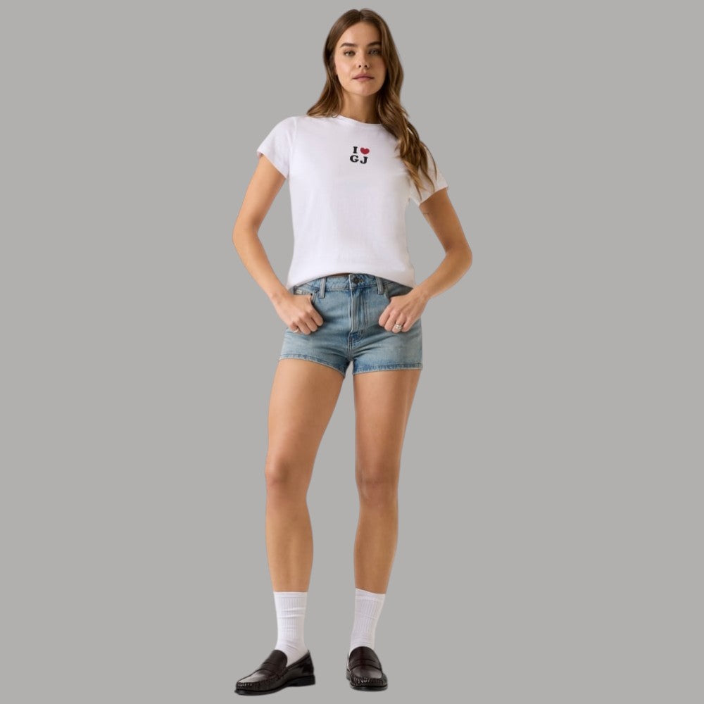T-shirt Guess GJ bianca maniche corte con stampa “I ♥ GJ” sul petto