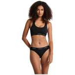 Top bralette nero con spalline larghe e fascia logata frontale