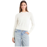Maglione pullover panna a girocollo, maniche lunghe, maglia fine