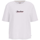 Maglietta Guess bianca con stampa logo frontale, girocollo a maniche corte.